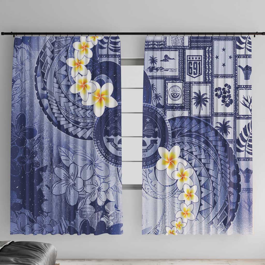 Federated States Of Micronesia Christmas Window Curtain Retro Style Dark Version - Polynesian Pride