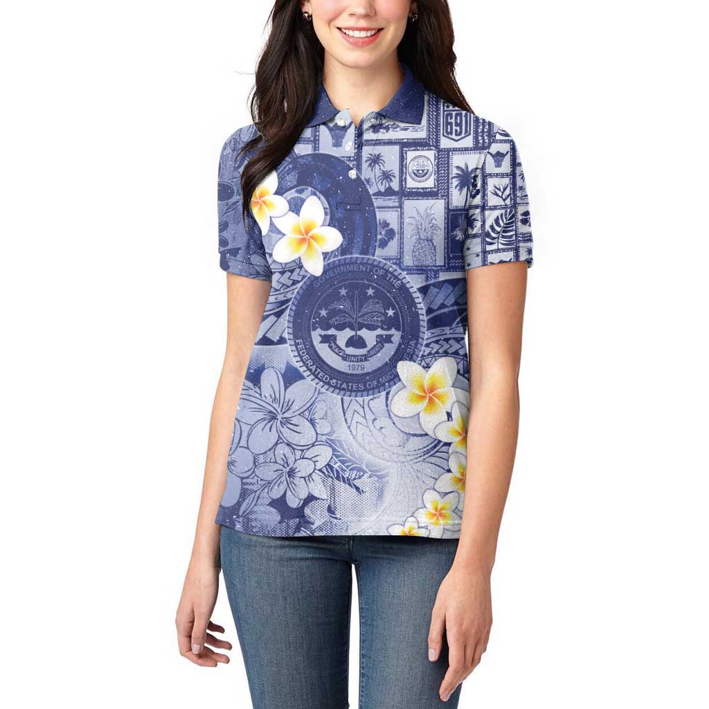 Federated States Of Micronesia Christmas Women Polo Shirt Retro Style Dark Version - Polynesian Pride