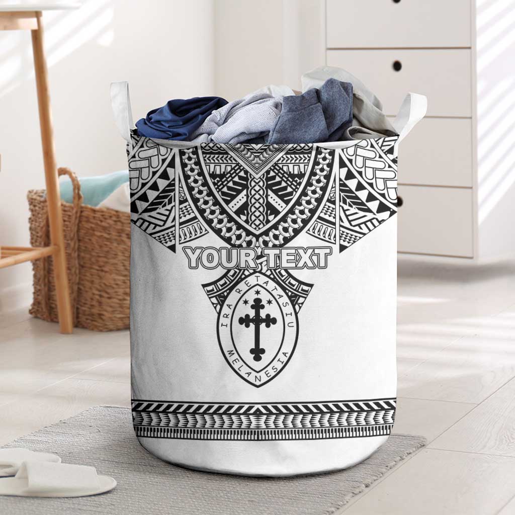 Personalised Melanesian Brotherhood Laundry Basket With Tribal Pattern LT05 White - Polynesian Pride