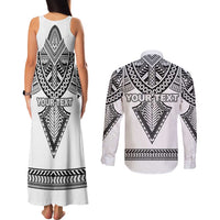 Personalised Melanesian Brotherhood Couples Matching Tank Maxi Dress and Long Sleeve Button Shirt With Tribal Pattern LT05 - Polynesian Pride