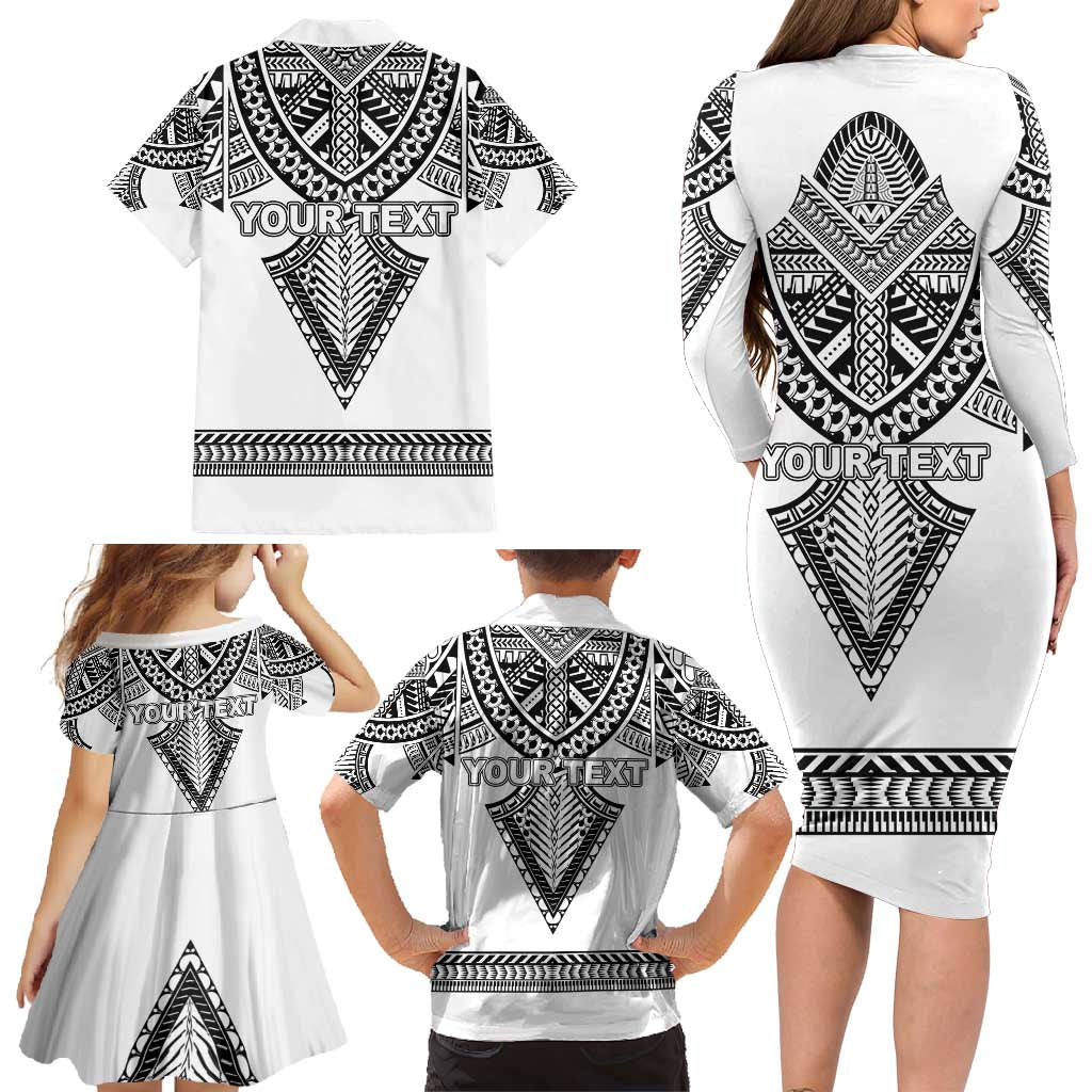 Personalised Melanesian Brotherhood Family Matching Long Sleeve Bodycon Dress and Hawaiian Shirt With Tribal Pattern - Polynesian Pride
