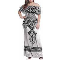 Personalised Melanesian Brotherhood Family Matching Off Shoulder Maxi Dress and Hawaiian Shirt With Tribal Pattern - Polynesian Pride