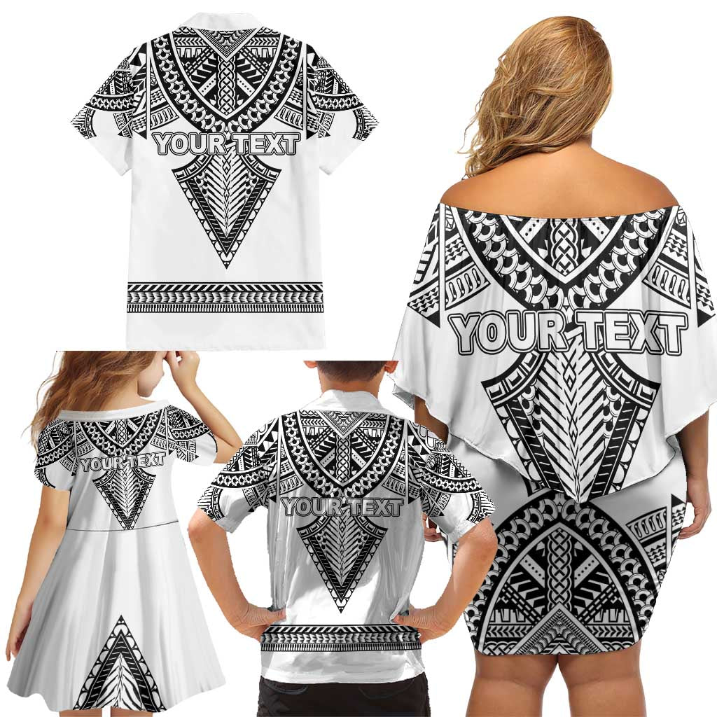 Personalised Melanesian Brotherhood Family Matching Off Shoulder Short Dress and Hawaiian Shirt With Tribal Pattern - Polynesian Pride