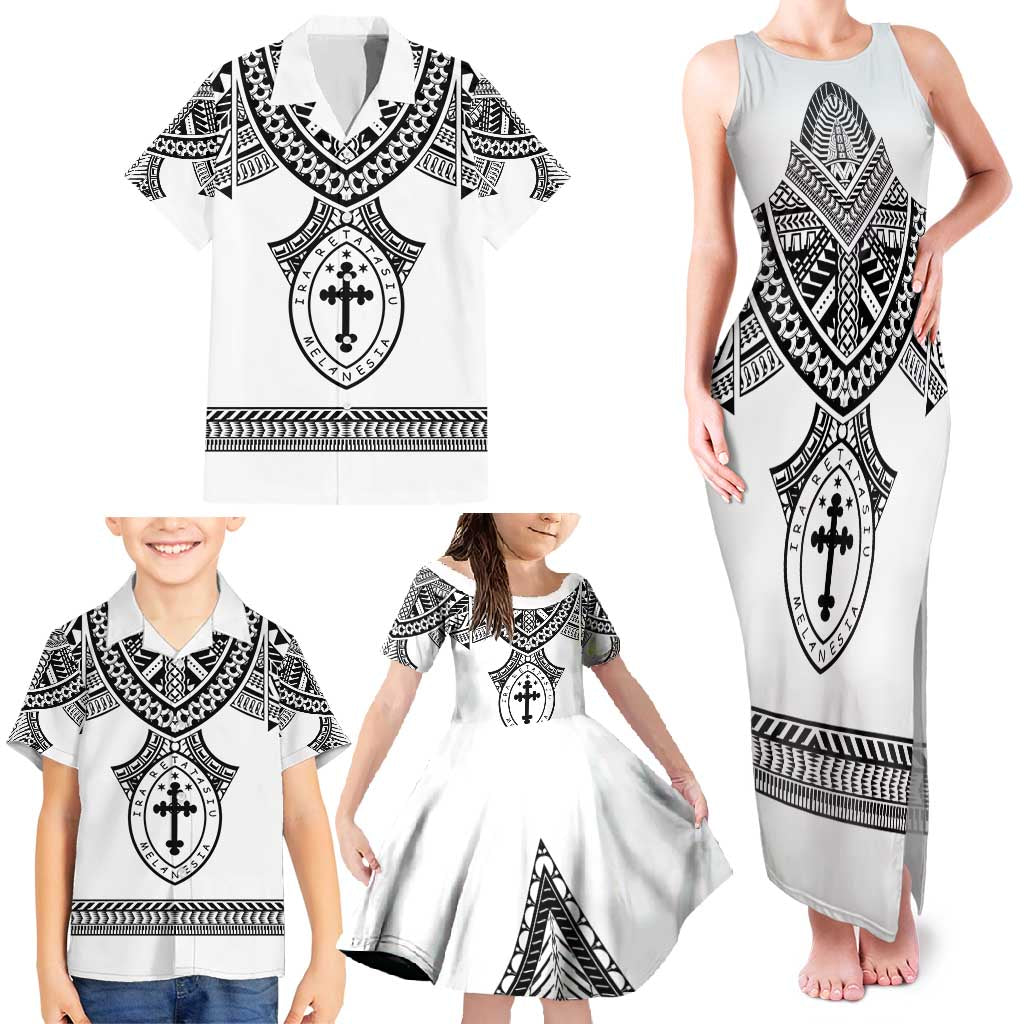 Personalised Melanesian Brotherhood Family Matching Tank Maxi Dress and Hawaiian Shirt With Tribal Pattern LT05 - Polynesian Pride