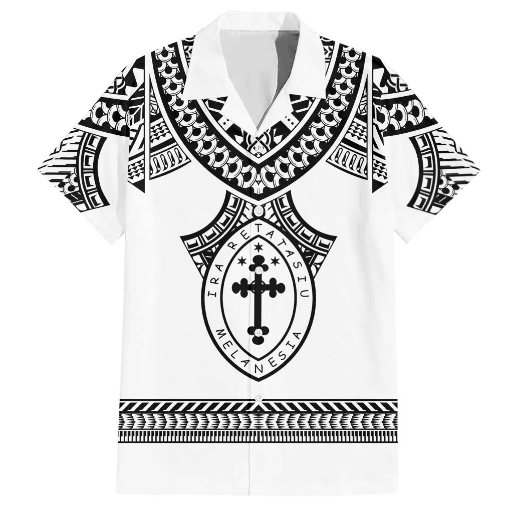 Personalised Melanesian Brotherhood Hawaiian Shirt With Tribal Pattern LT05 White - Polynesian Pride