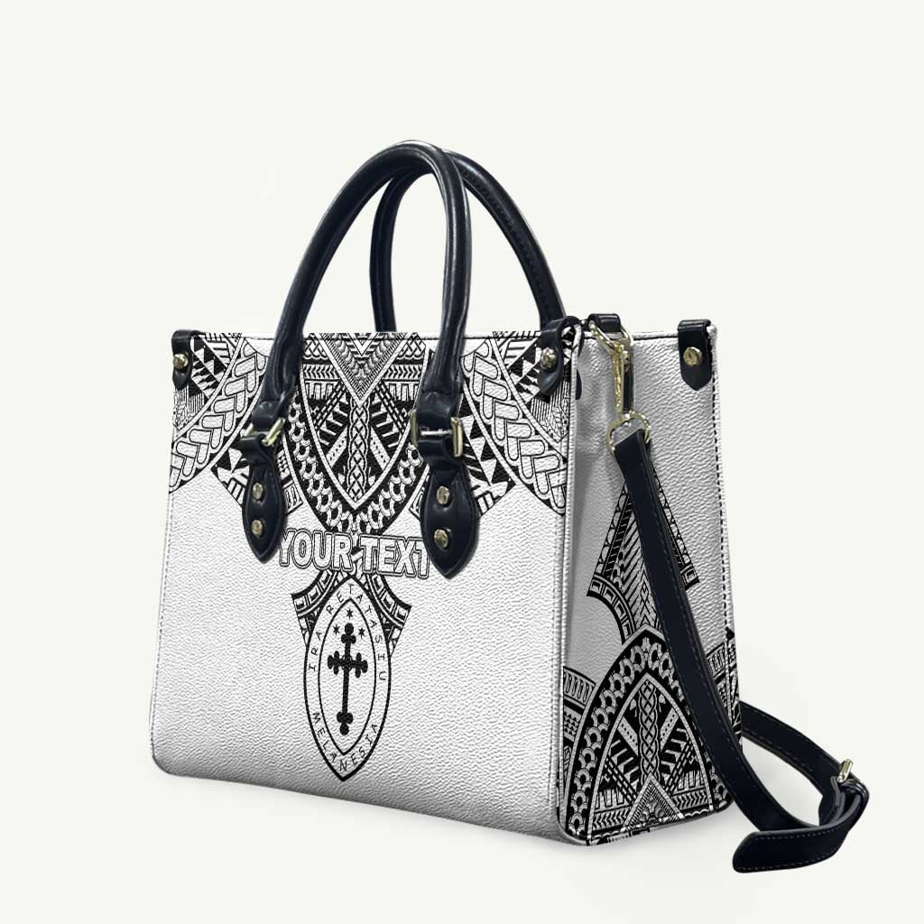 Personalised Melanesian Brotherhood Leather Bag With Tribal Pattern LT05 White - Polynesian Pride