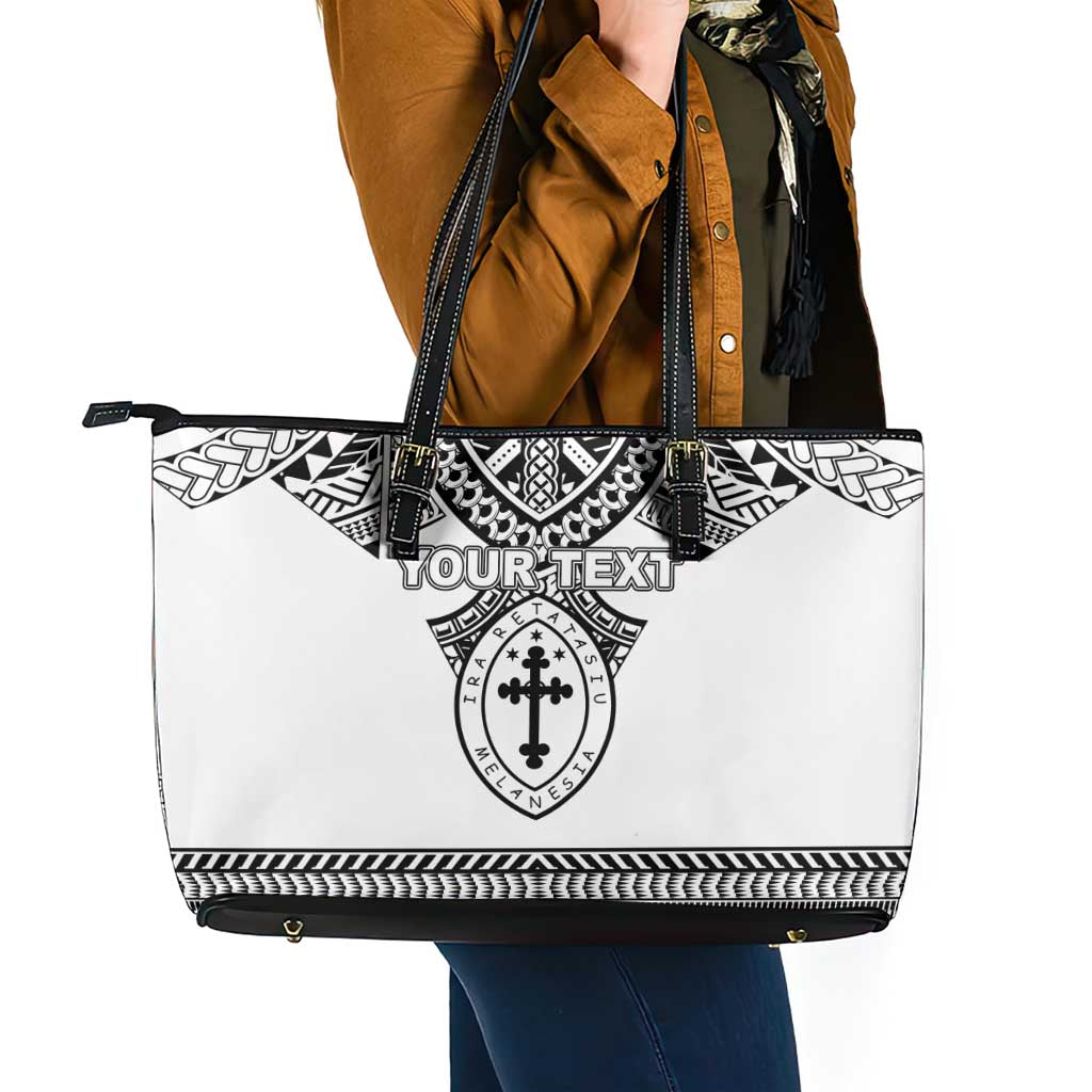 Personalised Melanesian Brotherhood Leather Tote Bag With Tribal Pattern - Polynesian Pride