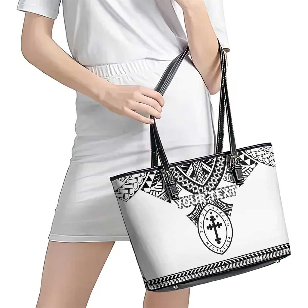 Personalised Melanesian Brotherhood Leather Tote Bag With Tribal Pattern - Polynesian Pride