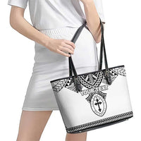 Personalised Melanesian Brotherhood Leather Tote Bag With Tribal Pattern - Polynesian Pride