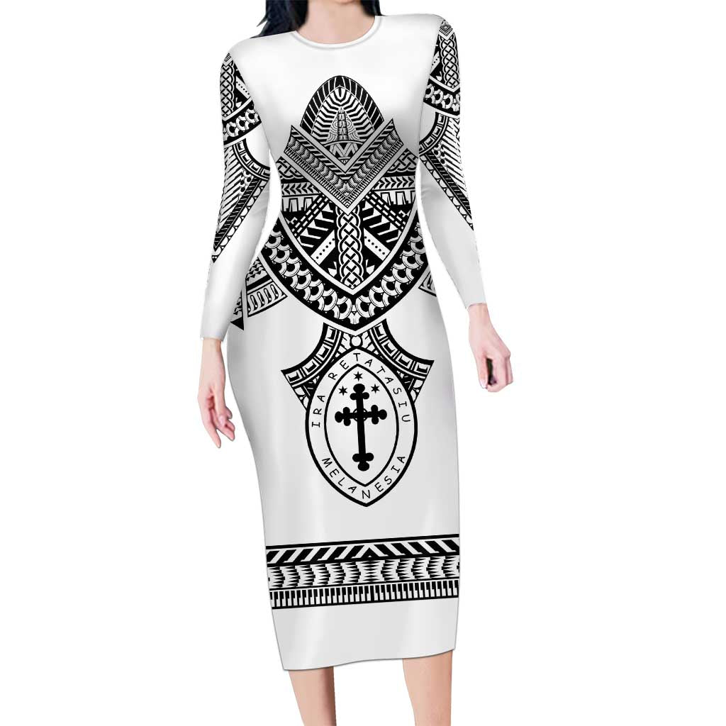 Personalised Melanesian Brotherhood Long Sleeve Bodycon Dress With Tribal Pattern - Polynesian Pride