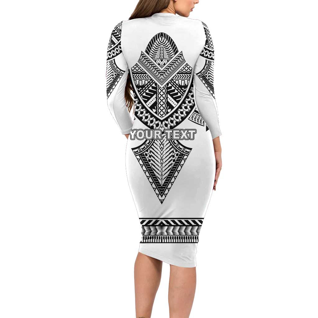 Personalised Melanesian Brotherhood Long Sleeve Bodycon Dress With Tribal Pattern - Polynesian Pride