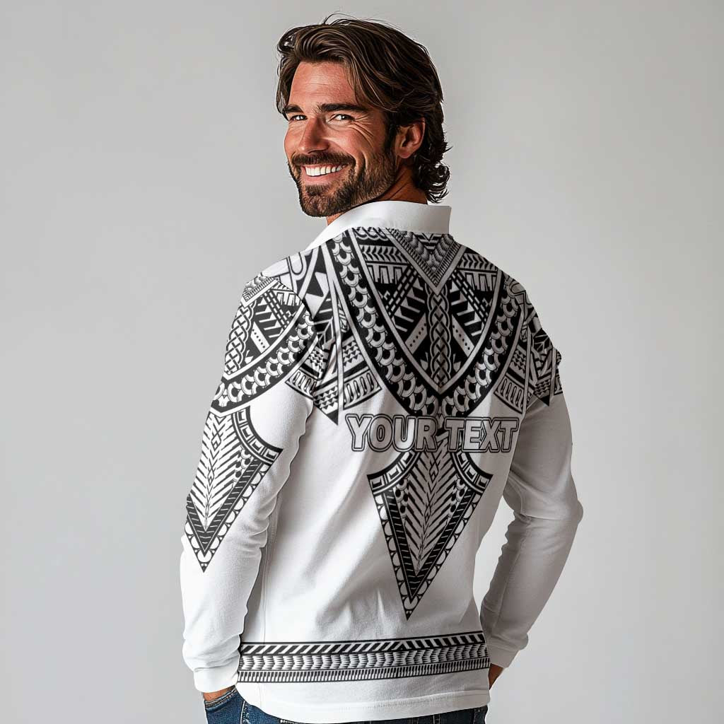 Personalised Melanesian Brotherhood Long Sleeve Polo Shirt With Tribal Pattern LT05 - Polynesian Pride