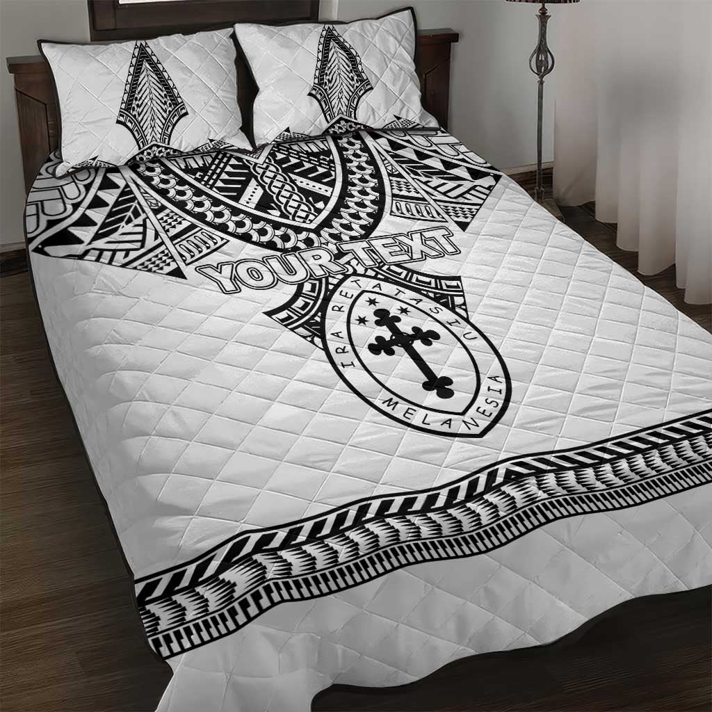 Personalised Melanesian Brotherhood Quilt Bed Set With Tribal Pattern LT05 White - Polynesian Pride