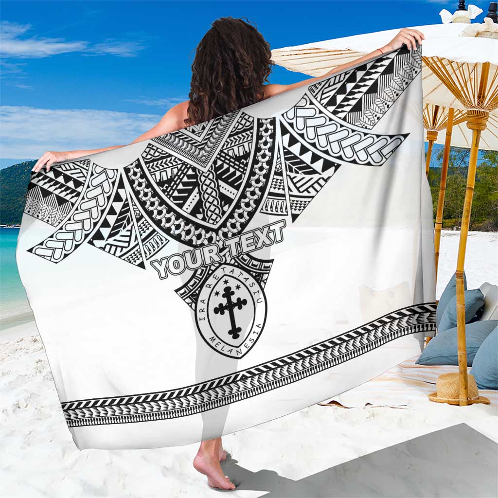 Personalised Melanesian Brotherhood Sarong With Tribal Pattern LT05 One Size 44 x 66 inches White - Polynesian Pride