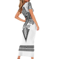 Personalised Melanesian Brotherhood Short Sleeve Bodycon Dress With Tribal Pattern LT05 - Polynesian Pride