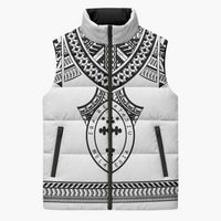 Personalised Melanesian Brotherhood Sleeveless Puffer Jacket With Tribal Pattern LT05 Unisex White - Polynesian Pride