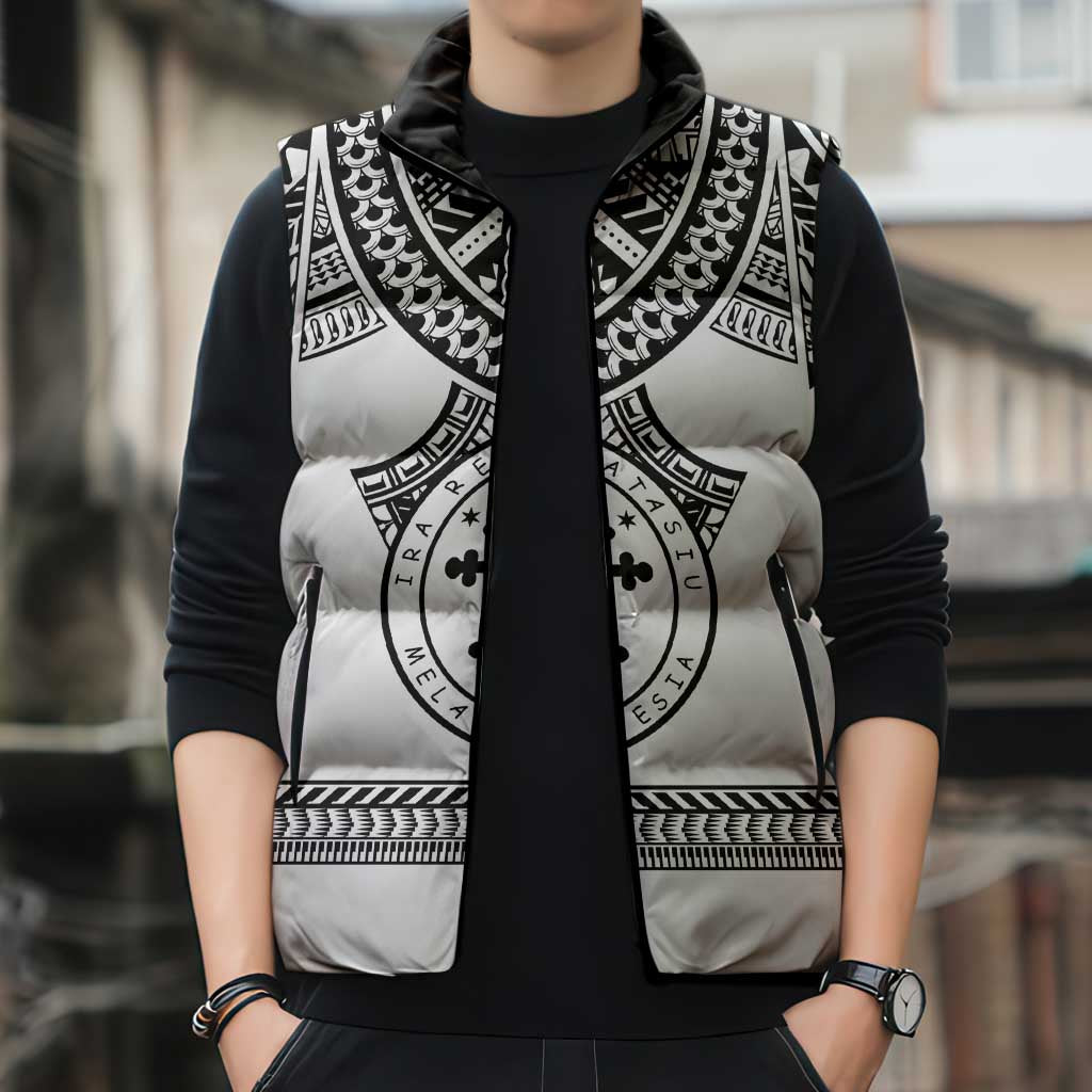 Personalised Melanesian Brotherhood Sleeveless Puffer Jacket With Tribal Pattern LT05 - Polynesian Pride