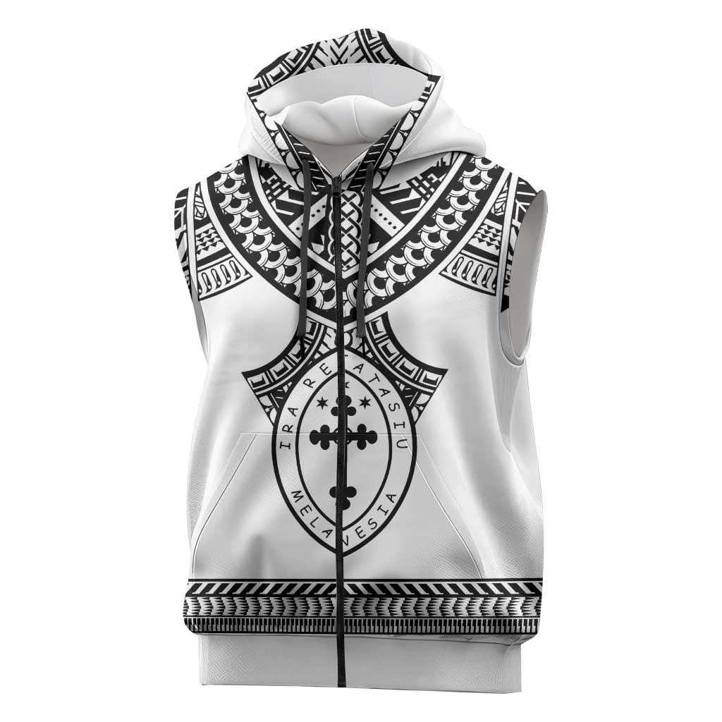 Personalised Melanesian Brotherhood Sleeveless Zip Hoodie With Tribal Pattern - Polynesian Pride