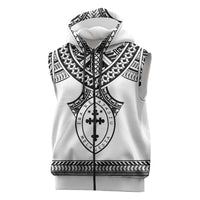 Personalised Melanesian Brotherhood Sleeveless Zip Hoodie With Tribal Pattern - Polynesian Pride
