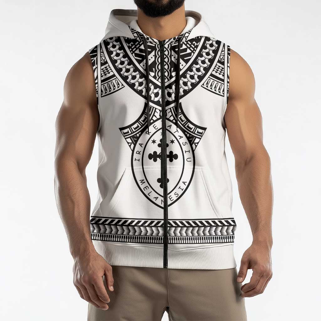 Personalised Melanesian Brotherhood Sleeveless Zip Hoodie With Tribal Pattern - Polynesian Pride
