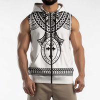 Personalised Melanesian Brotherhood Sleeveless Zip Hoodie With Tribal Pattern - Polynesian Pride