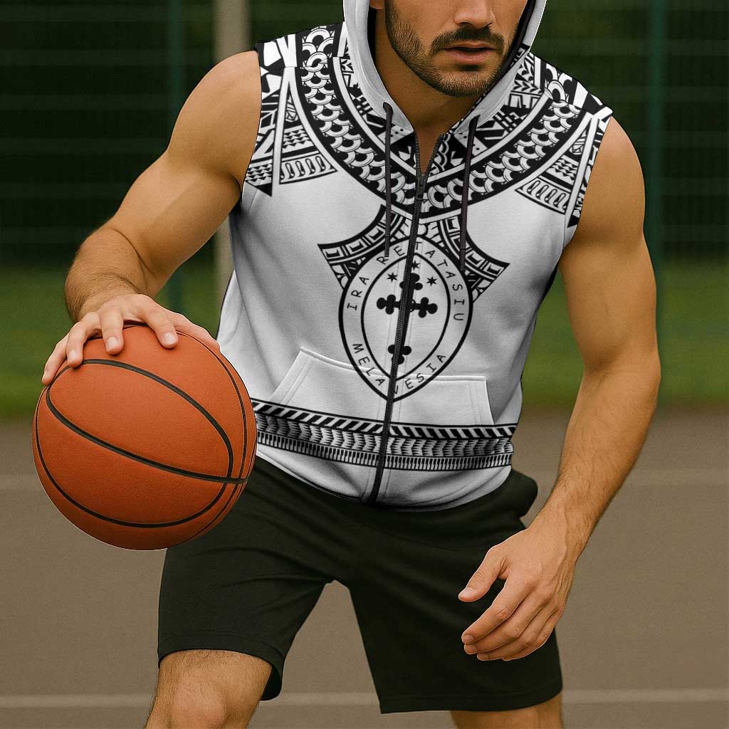 Personalised Melanesian Brotherhood Sleeveless Zip Hoodie With Tribal Pattern - Polynesian Pride