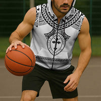 Personalised Melanesian Brotherhood Sleeveless Zip Hoodie With Tribal Pattern - Polynesian Pride