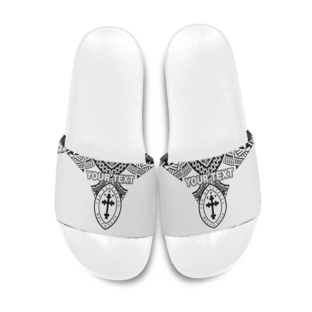 Personalised Melanesian Brotherhood Slide Sandals With Tribal Pattern - Polynesian Pride