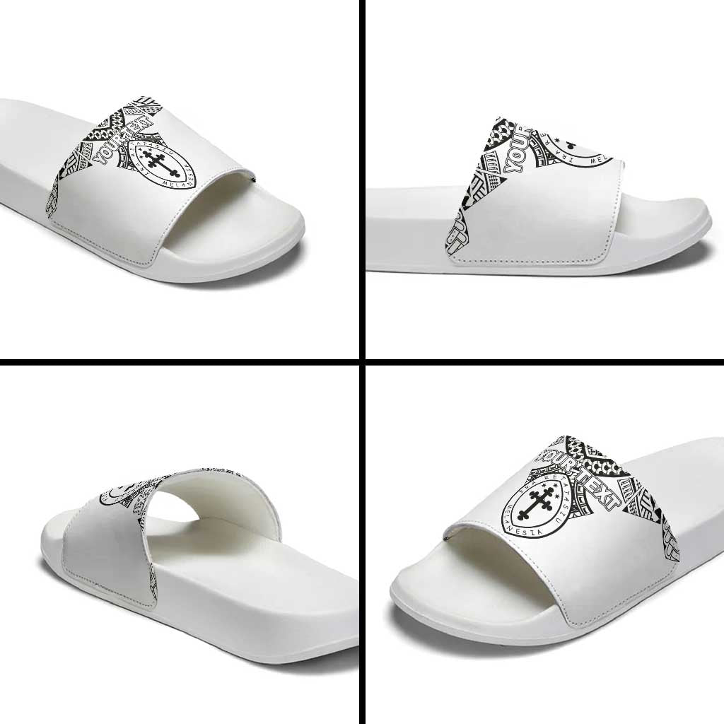 Personalised Melanesian Brotherhood Slide Sandals With Tribal Pattern - Polynesian Pride