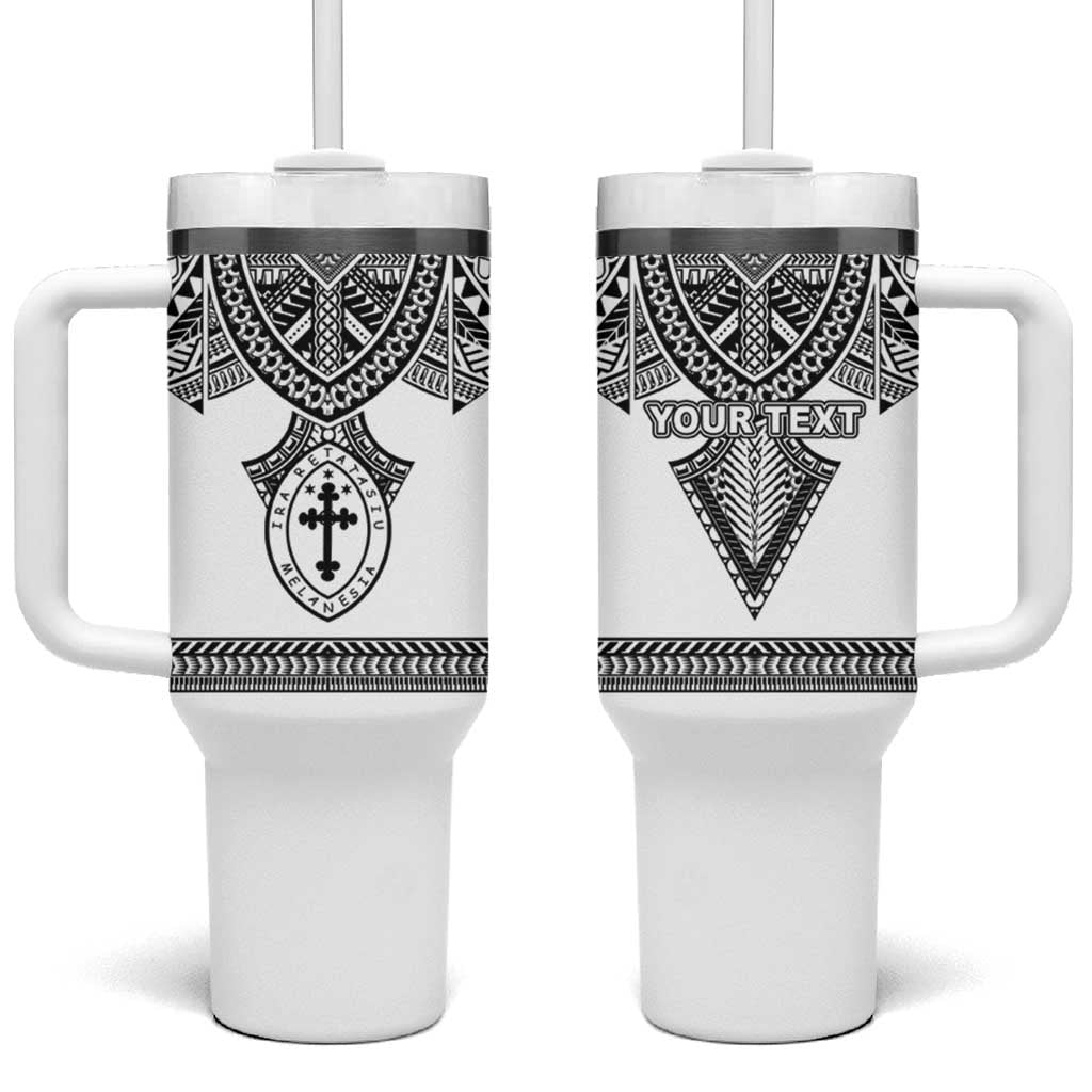 Personalised Melanesian Brotherhood Tumbler With Handle With Tribal Pattern LT05 One Size: 40 oz White - Polynesian Pride