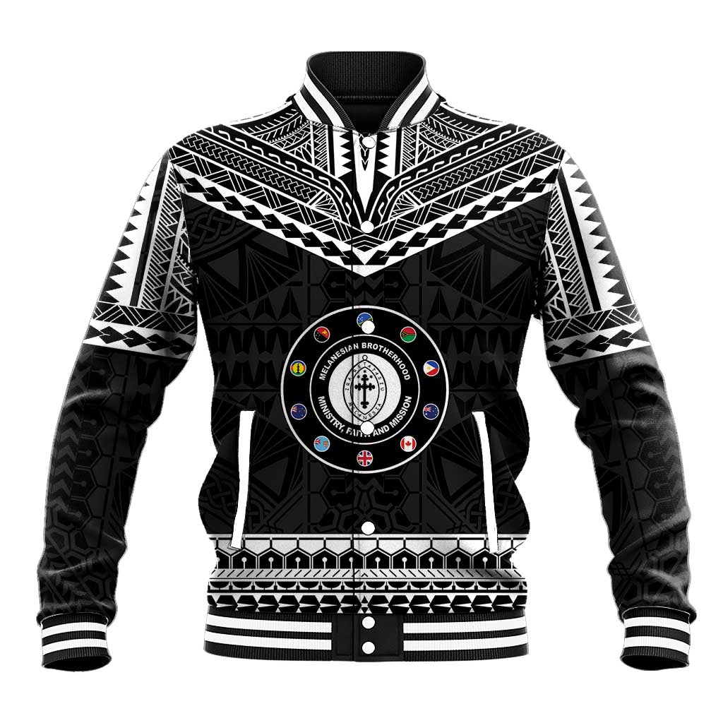 Personalised Melanesian Brotherhood Baseball Jacket Ministry Faith And Mission LT05 Unisex Black - Polynesian Pride