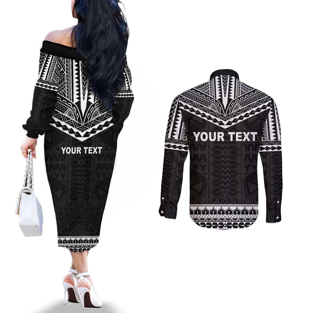 Personalised Melanesian Brotherhood Couples Matching Off The Shoulder Long Sleeve Dress and Long Sleeve Button Shirt Ministry Faith And Mission - Polynesian Pride