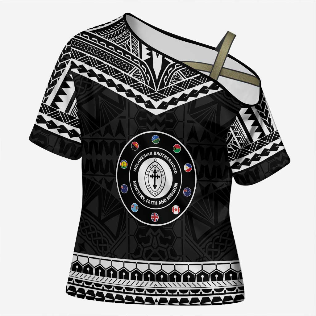 Personalised Melanesian Brotherhood Cross Shoulder Shirt Ministry Faith And Mission - Polynesian Pride