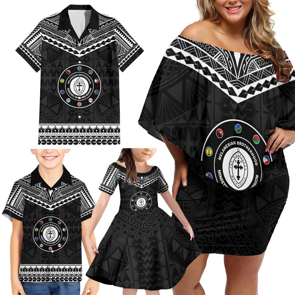 Personalised Melanesian Brotherhood Family Matching Off Shoulder Short Dress and Hawaiian Shirt Ministry Faith And Mission LT05 - Polynesian Pride