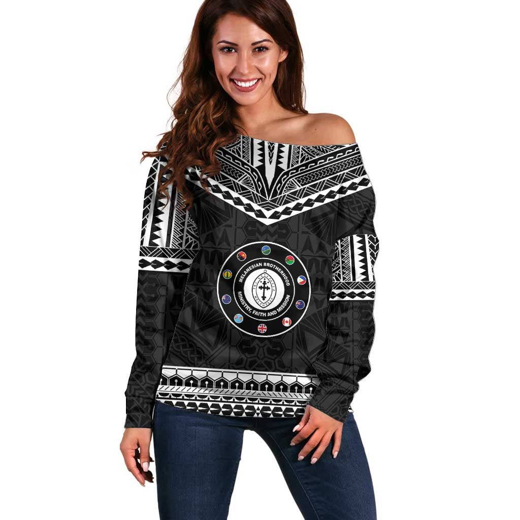 Personalised Melanesian Brotherhood Off Shoulder Sweater Ministry Faith And Mission - Polynesian Pride