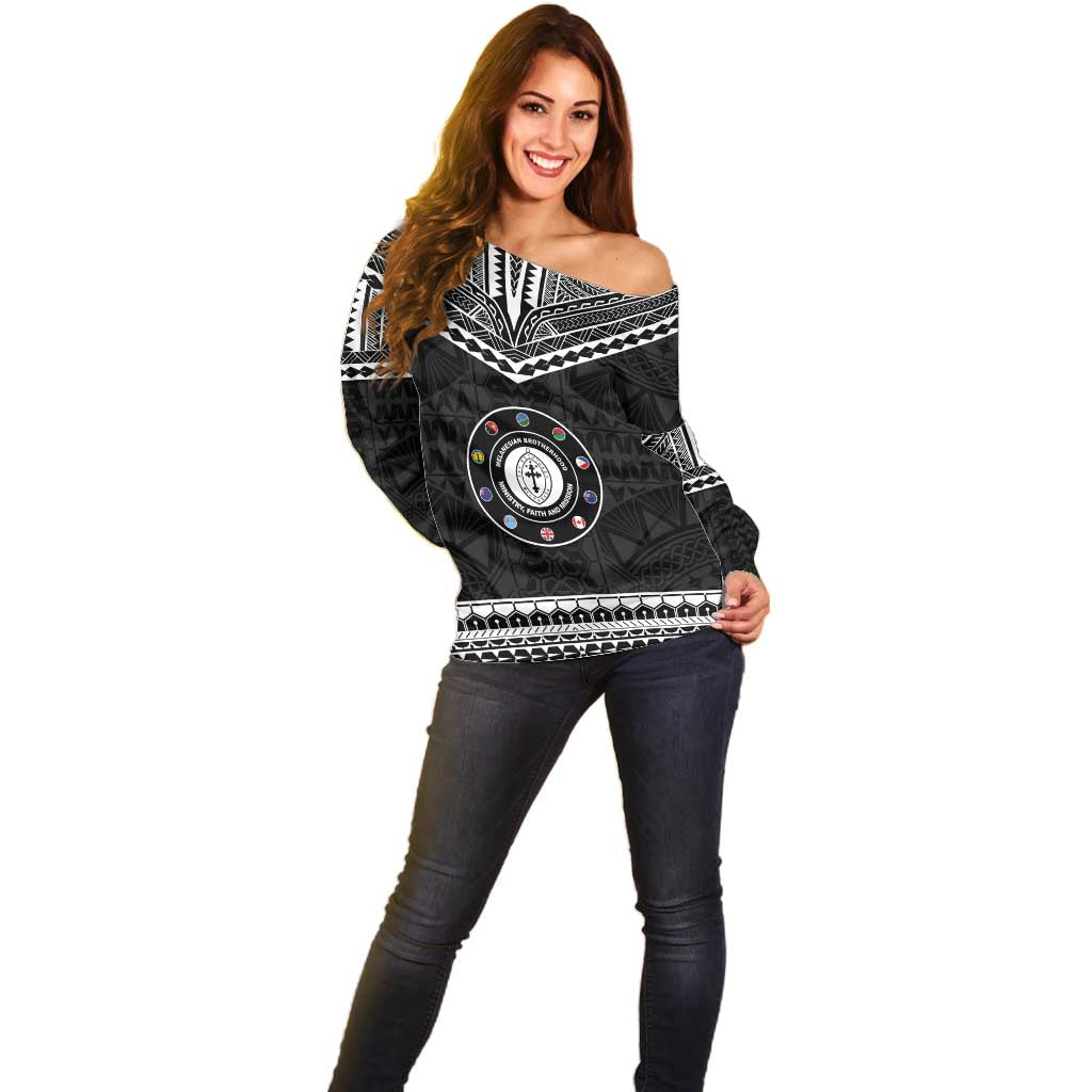 Personalised Melanesian Brotherhood Off Shoulder Sweater Ministry Faith And Mission - Polynesian Pride