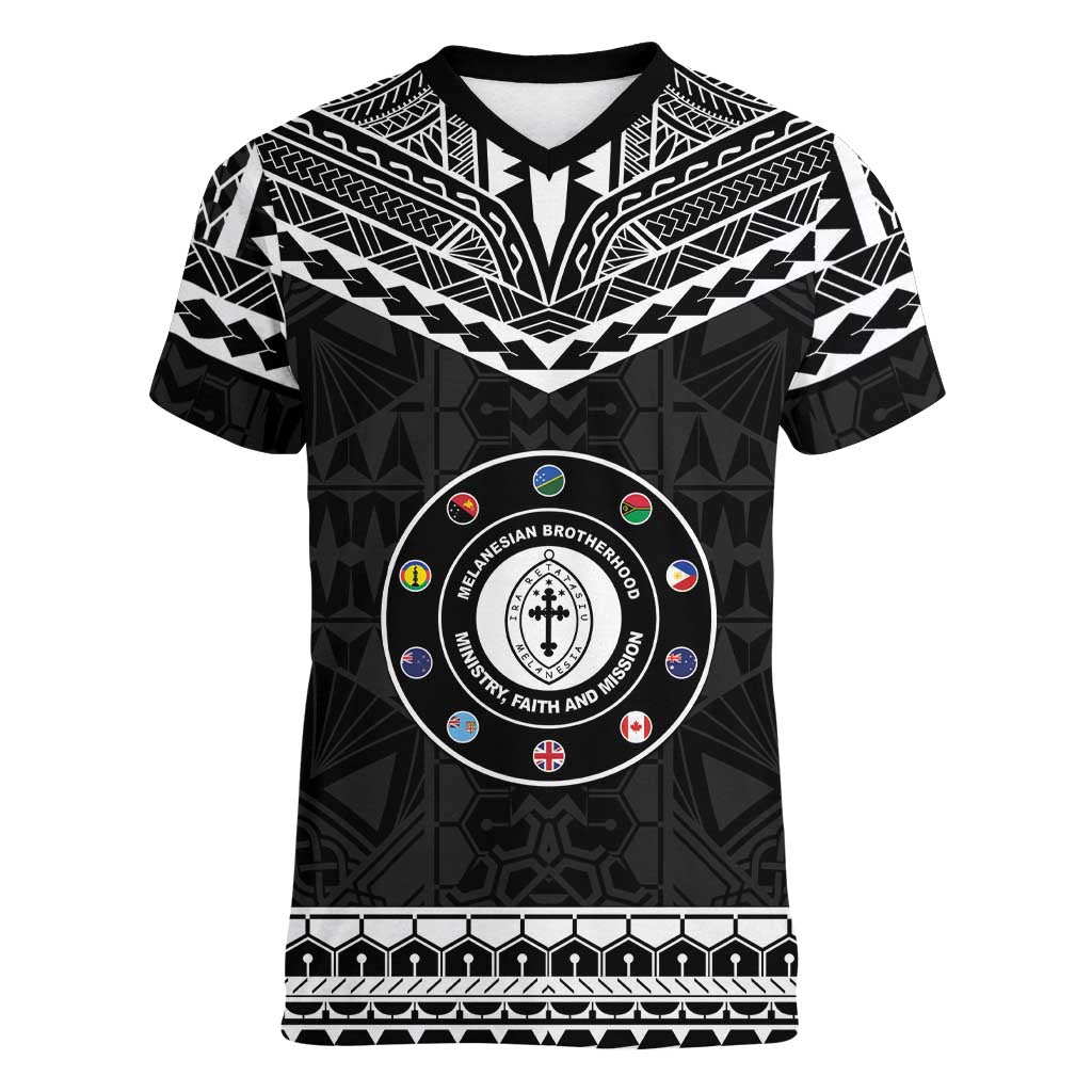 Personalised Melanesian Brotherhood Women V-Neck T-Shirt Ministry Faith And Mission - Polynesian Pride