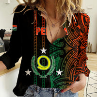 Custom Vanuatu Penama Women Casual Shirt Polynesian Tribal LT6 Female Black - Polynesian Pride