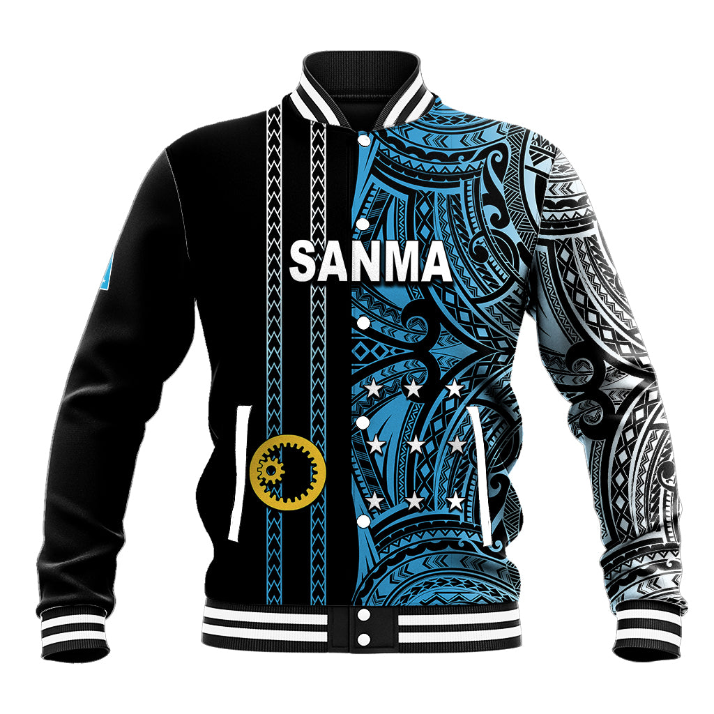 Custom Vanuatu Sanma Baseball Jacket Polynesian Tribal LT6 Unisex Black - Polynesian Pride