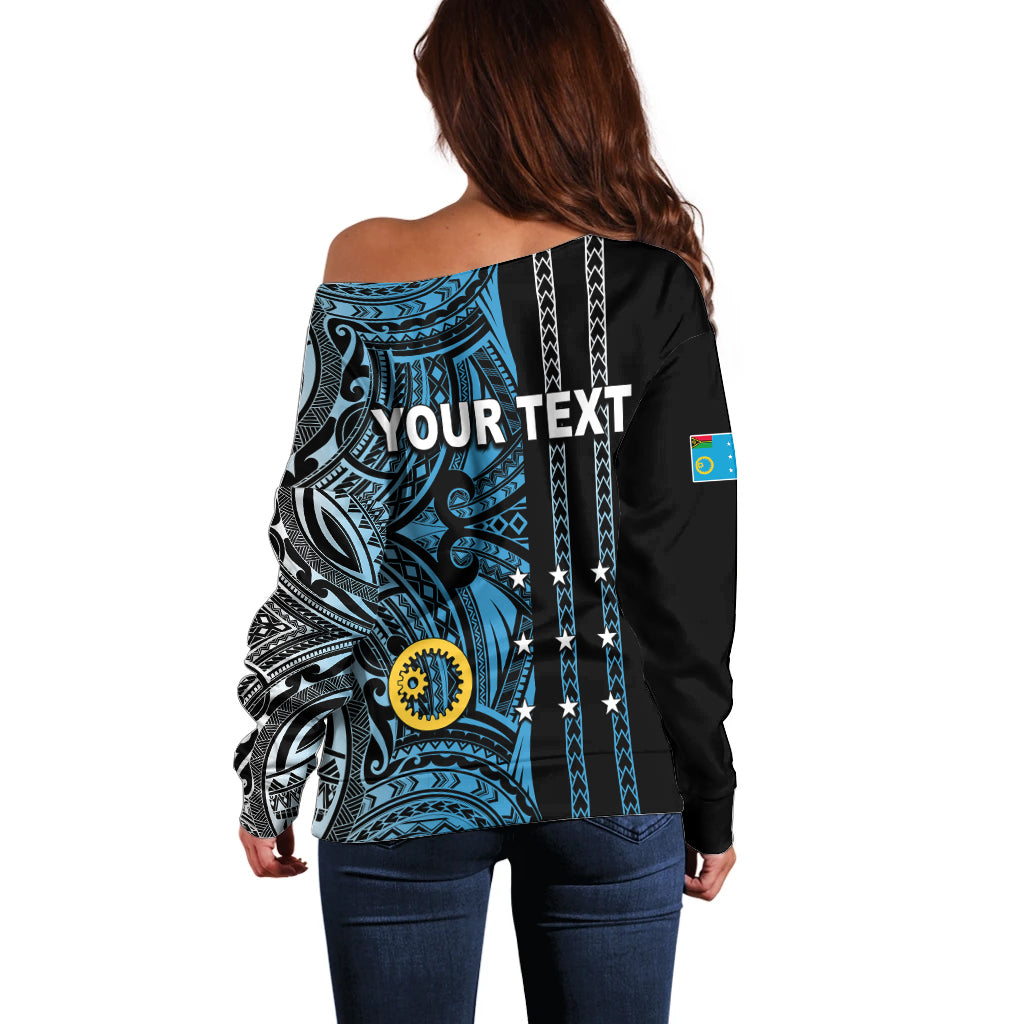 Custom Vanuatu Sanma Off Shoulder Sweater Polynesian Tribal LT6 - Polynesian Pride