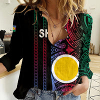 Custom Vanuatu Shefa Women Casual Shirt Polynesian Tribal LT6 Female Black - Polynesian Pride