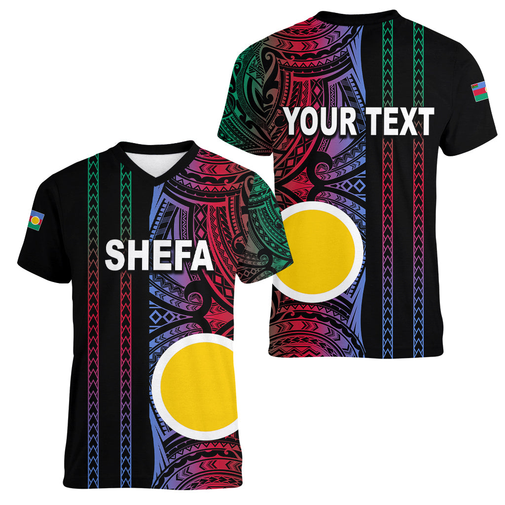 Custom Vanuatu Shefa Women V Neck T Shirt Polynesian Tribal LT6 - Polynesian Pride