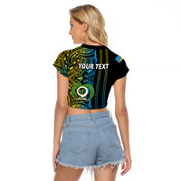 Custom Vanuatu Torba Raglan Cropped T Shirt Polynesian Tribal LT6 - Polynesian Pride