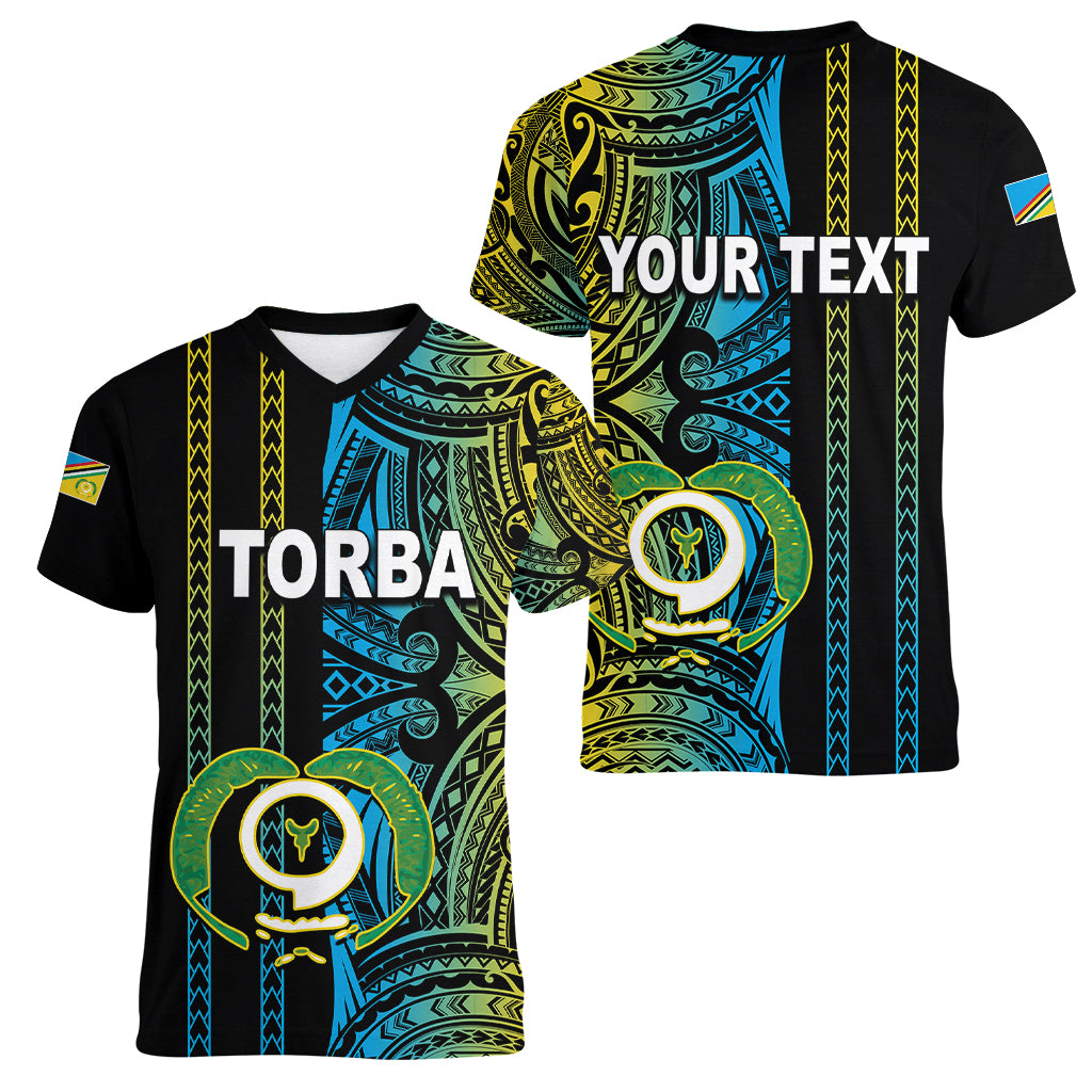 Custom Vanuatu Torba Women V Neck T Shirt Polynesian Tribal LT6 - Polynesian Pride