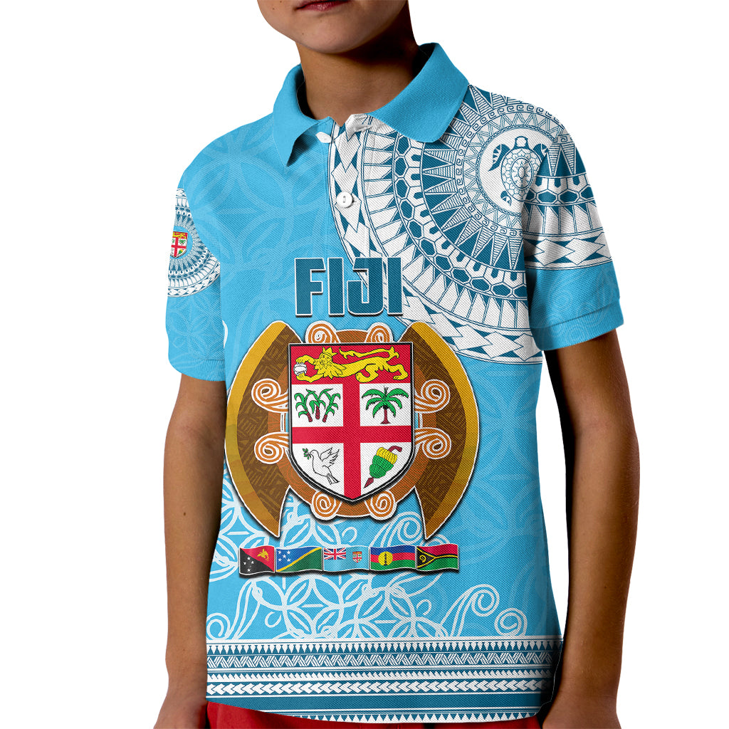 Fiji Kid Polo Shirt Melanesian Festival 2023 LT6 Kid Blue - Polynesian Pride