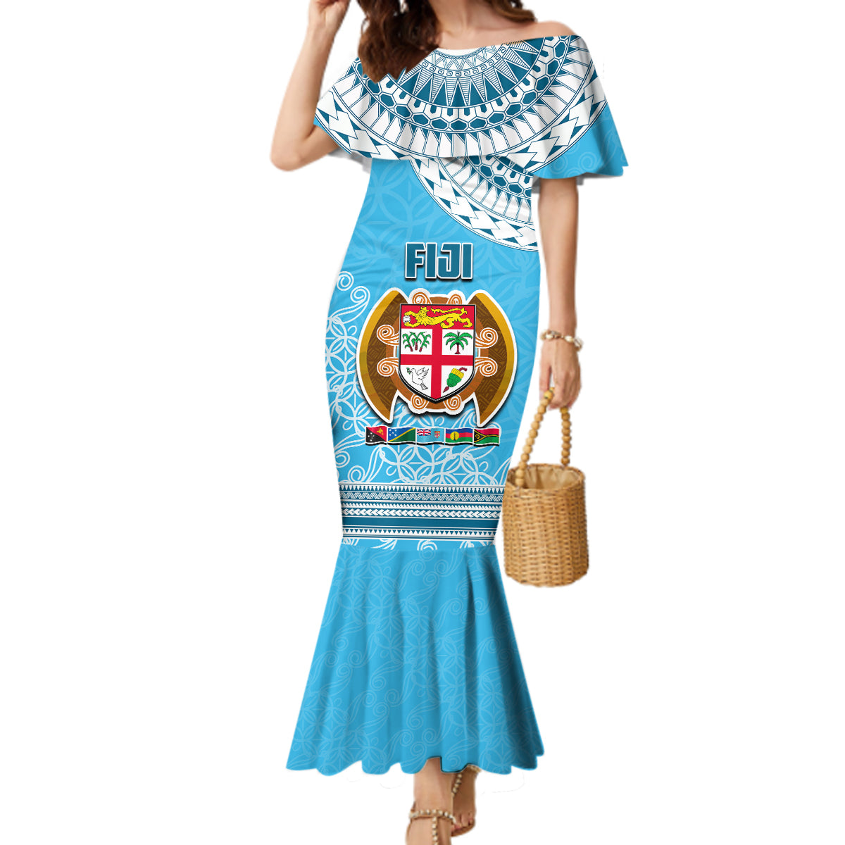 Fiji Mermaid Dress Melanesian Festival 2023 LT6 Women Blue - Polynesian Pride