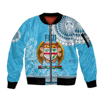 Fiji Sleeve Zip Bomber Jacket Melanesian Festival 2023 LT6 Unisex Blue - Polynesian Pride