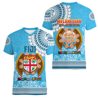 Fiji Women V Neck T Shirt Melanesian Festival 2023 LT6 - Polynesian Pride