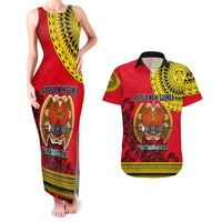 Papua New Guinea Couples Matching Tank Maxi Dress And Hawaiian Shirt Melanesian Festival 2023 LT6 Red - Polynesian Pride