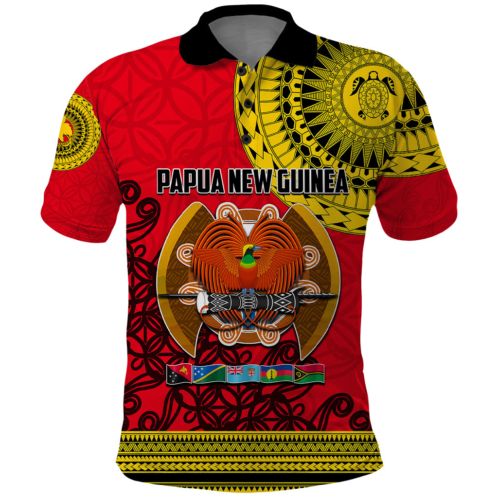 Papua New Guinea Polo Shirt Melanesian Festival 2023 LT6 Red - Polynesian Pride